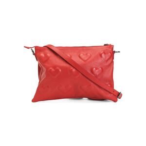 IO PELLE Made In Italy Leather Heart Hardware Crossbody Valentine RED 14" x 10"